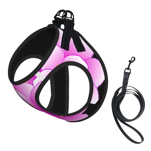 Verstellbares Geschirr-Set für Katzen und Hunde, weich, atmungsaktiv, Netzweste mit reflektierendem Design, ausbruchsichere Leine für kleine Haustiere, Rosa von LMNvbz