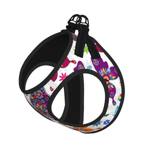 Verstellbares Geschirr-Set mit bunten Schmetterlingen und Blumen, für Katzen und Hunde, weich, atmungsaktiv, für Kätzchen, Welpen, Netzweste mit reflektierendem Design, ausbruchsichere Leine für von LMNvbz