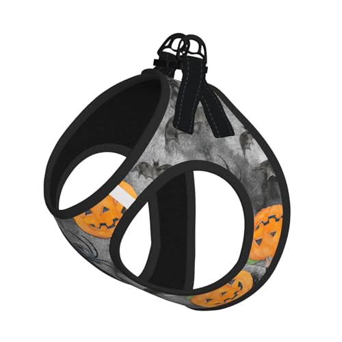 Verstellbares Geschirr für Katzen und Hunde, Fledermaus, Spinne, Kürbis, für Halloween, weich, atmungsaktiv, Kätzchen-Welpen-Netzweste mit reflektierendem Design, ausbruchsichere Leine für kleine von LMNvbz