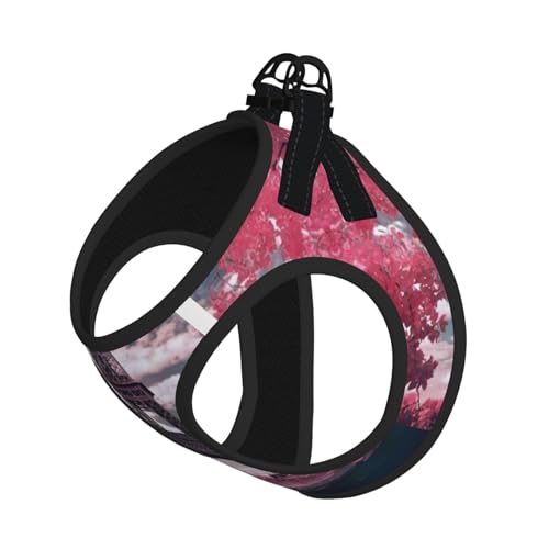 Verstellbares Geschirr für Katzen und Hunde, Motiv: Eiffelturm, weich, atmungsaktiv, mit reflektierendem Design, ausbruchsichere Leine für kleine Haustiere, Rosa von LMNvbz