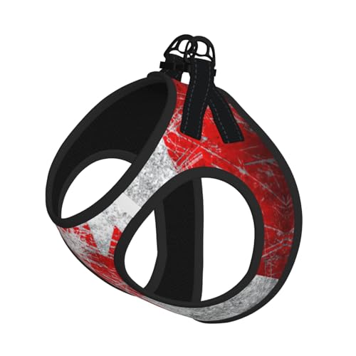 Verstellbares Geschirr mit Kanada-Flagge, Retro-Design für Katzen und Hunde, weich, atmungsaktiv, Kätzchen-Welpen-Netzweste mit reflektierendem Design, ausbruchsichere Leine für kleine Haustiere von LMNvbz