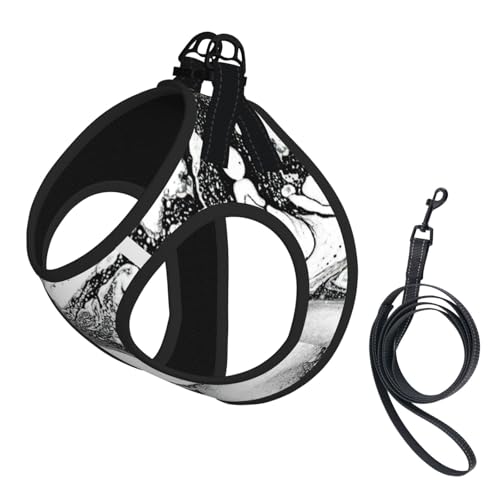 Verstellbares Geschirr mit Leine, Set für Katzen und Hunde, weich, atmungsaktiv, für Kätzchen, Welpen, Netzweste mit reflektierendem Design, ausbruchsichere Leine für kleine Haustiere, Schwarz und von LMNvbz