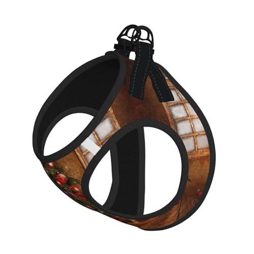 Verstellbares Geschirr mit Weihnachtsbaumlichtern, Trojaner-Druck, für Katzen und Hunde, weich, atmungsaktiv, Kätzchen-Welpen-Netzweste mit reflektierendem Design, ausbruchsichere Leine für kleine von LMNvbz