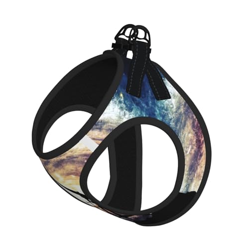 Weltraum-Galaxie mit Teleskop-Druck, verstellbares Geschirr-Set für Katzen und Hunde, weich, atmungsaktiv, Kätzchen-Welpen-Netzweste mit reflektierendem Design, ausbruchsichere Leine für kleine von LMNvbz