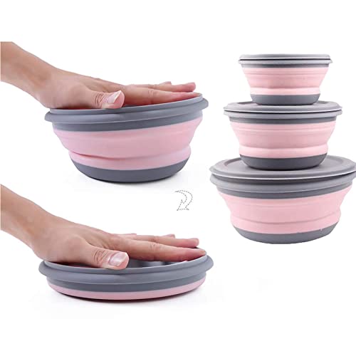 Set mit 3 Frischhaltedosen Mehrweg, Aufbewahrungsbox Küche Aufbewahrung & Organisation Stackables, Geschirrspüler Pink(300ml+600ml+1000ml) von LMOOON