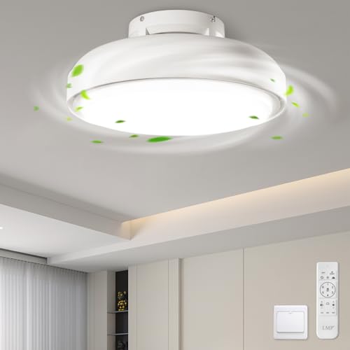 LMP Deckenventilator mit Licht Beleuchtung 51CM, 80W Flach Lampe mit Ventilator Fernbedienung Leise, LED Dimmbar Deckenleuchte Deckenlampe mit Ventilator Decke für Schlafzimmer Schlafmodus, Weiß LMP Deckenventilator mit Licht Beleuchtung 51CM, 80W Flach Lampe mit Ventilator Fernbedienung Leise, LED Dimmbar Deckenleuchte Deckenlampe mit Ventilator Decke für Schlafzimmer Schlafmodus, Weiß von LMP