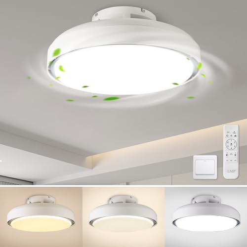 LMP Deckenventilator mit Licht Beleuchtung 51CM, 80W Flach Lampe mit Ventilator Fernbedienung Leise, LED Dimmbar Modern Deckenleuchte Deckenlampe mit Ventilator Decke 6 Geschwindigkeiten, Weiß & Grau LMP Deckenventilator mit Licht Beleuchtung 51CM, 80W Flach Lampe mit Ventilator Fernbedienung Leise, LED Dimmbar Modern Deckenleuchte Deckenlampe mit Ventilator Decke 6 Geschwindigkeiten, Weiß & Grau von LMP