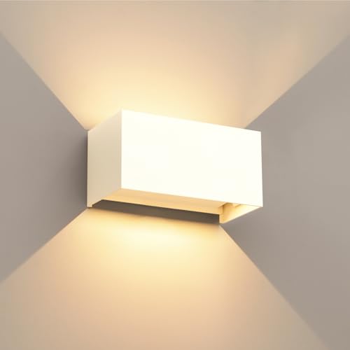 LMP LED Aussenlampe Außenlampe Wand, Up Down Wandleuchte Wandlampe innen aussen, IP65 Außenleuchte Außenwandleuchte Aussenleuchte Außenbeleuchtung Ausenbeleutung Hauswand Terrasse Haustür, Weiß von LMP