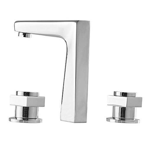 3 Loch Basin Mixer Tap Tap Chrom Plated Split Typ Doppelgriff Heiße und kalte Wasserhahn Messing Bad Waschbecken Haken Weiche Bubbler Komplettes Zubehör Einfache Installation von LMRJHAZ