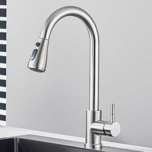 Ausziehen von Küchenarmatur 2-Wege Wasserhahn Eingriff Mixer Tap 360 Rotation Heißer kaltes Wasserhahn für Küche, weiße Farbe von LMRJHAZ