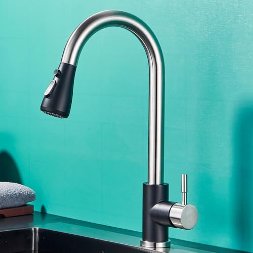 Ausziehen von Küchenarmatur 2-Wege Wasserhahn Eingriff Mixer Tap 360 Rotation Heißer kaltes Wasserhahn für Küche, weiße Farbe von LMRJHAZ
