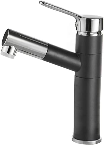 Badezimmermixer Tippen Sie mit Ausziehen von Sprühgerät Dual -Modus Einzelhebel Messingmixer Wasserhahn Badewaschbecken Mixer Hahn von LMRJHAZ