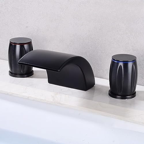 Becken Wasserhähne Wasserfall Edelstahl Badezimmer 8erkender Wasserhahn weit verbreitet 3 Loch Badezimmer Basin Mixer einzigartige Design-Nickel von LMRJHAZ