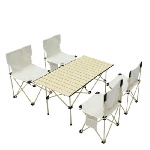 Biijuk-Picknicktische im Freien Klapptisch und Luftset, tragbarer Picknicktisch und Luft 5-teiliger Set, bequem für den Außenpicknicktisch (Farbe: Weiß, Größe: B) von LMRJHAZ
