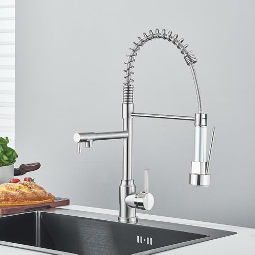 Chrom Abnehmbare Gourmetküche Wasserhahn Doppelauslauf rotatierbarer Decks Einklang von LMRJHAZ