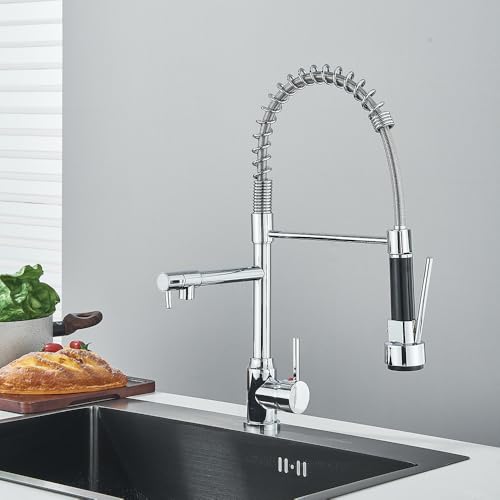 Chrom Abnehmbare Gourmetküche Wasserhahn Doppelauslauf rotatierbarer Decks Einklang von LMRJHAZ