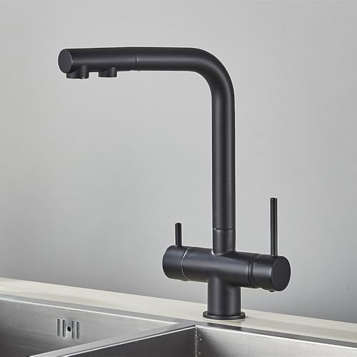 Chrom-Messingausziehen gefilterter Küchenarmatur Dual Griff heißes kaltes Trinkwasser 3-Wege-Filter-Reinigungsmischungsmixer, Chrom von LMRJHAZ