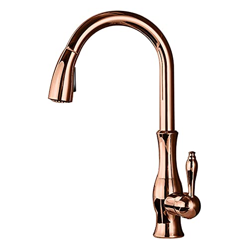 Down-Küchenarmatur, 360 ° Rotation Messing Küchenspüle Wasserhähne mit 2-modischen Sprühgerät, Hochbogen mit einem Heiß- und Kaltwassermixer-Wasserhahn, Gold (Farbe: gebürstetes Nickle) von LMRJHAZ