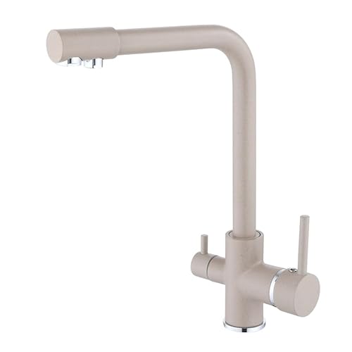 Gold 3 -Wege Küchenmixer Hahn mit 360 ° Dreh- und Wasserfilter Dual Hebel Küchenspüle Wasserhahn von LMRJHAZ