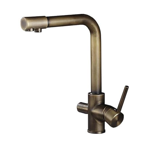 Gold 3 -Wege Küchenmixer Hahn mit 360 ° Dreh- und Wasserfilter Dual Hebel Küchenspüle Wasserhahn von LMRJHAZ