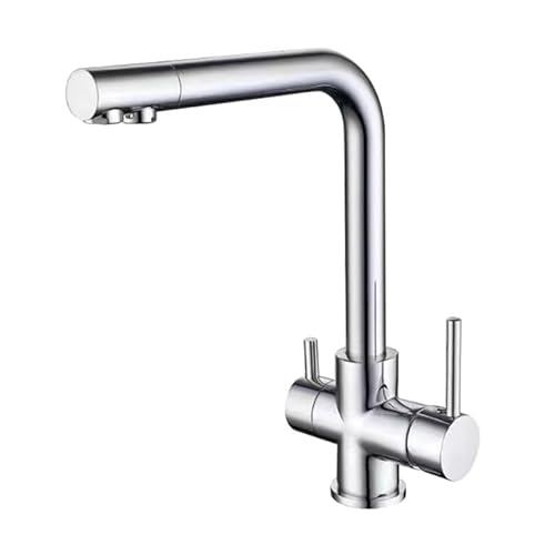 Gold 3 -Wege Küchenmixer Hahn mit 360 ° Dreh- und Wasserfilter Dual Hebel Küchenspüle Wasserhahn von LMRJHAZ