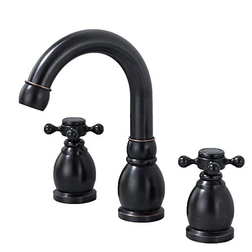 LMRJHAZ 3-Loch-Waschtischarmatur Messing heiß und kalt Wasserhahn Keramik Ventilkern auslaufsicher Badezimmer Waschbecken Wasserhahn schwarz LMRJHAZ 3-Loch-Waschtischarmatur Messing heiß und kalt Wasserhahn Keramik Ventilkern auslaufsicher Badezimmer Waschbecken Wasserhahn schwarz von LMRJHAZ