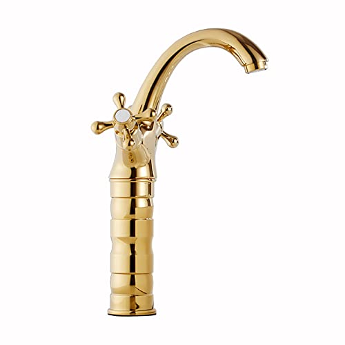 LMRJHAZ Antike Messingwaschbecken Wasserhahn mit doppelten Griffen eines Loch -Design kompatibel mit Balkon mit schwarzem Finish. von LMRJHAZ