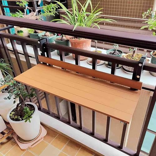 LMRJHAZ Außenwand montierte Balkontisch mit klappbarer Arbeitsplatte tragbarer Seitentisch für Gartenpandginterhänge Hanging Deck Tisch in Holzfarbe von LMRJHAZ