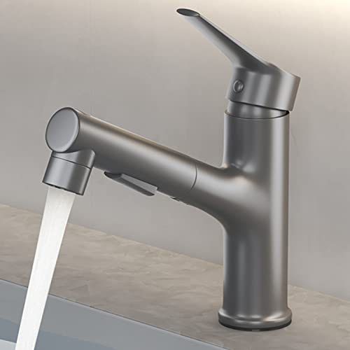 LMRJHAZ Ausziehbarer Badezimmer-Wasserhahn, Messing, drei Wasserdurchflussmodi, Messing, Einhebel-Waschtischarmatur, Warm- und Kaltwassermischer, Waschbeckenarmatur, Pistolengrau LMRJHAZ Ausziehbarer Badezimmer-Wasserhahn, Messing, drei Wasserdurchflussmodi, Messing, Einhebel-Waschtischarmatur, Warm- und Kaltwassermischer, Waschbeckenarmatur, Pistolengrau von LMRJHAZ