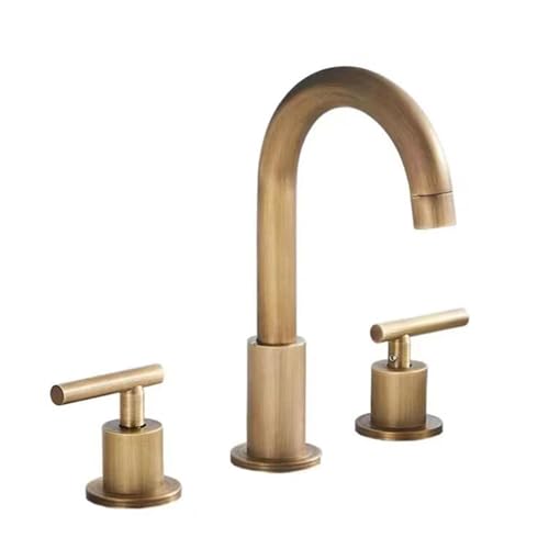 LMRJHAZ Badezimmerbeckenmischer Wasserhahn 3 Loch Messing 2 Griffe Split Dreh 3 Loch Badezimmer Wasserhahn-Chrom plattiert von LMRJHAZ