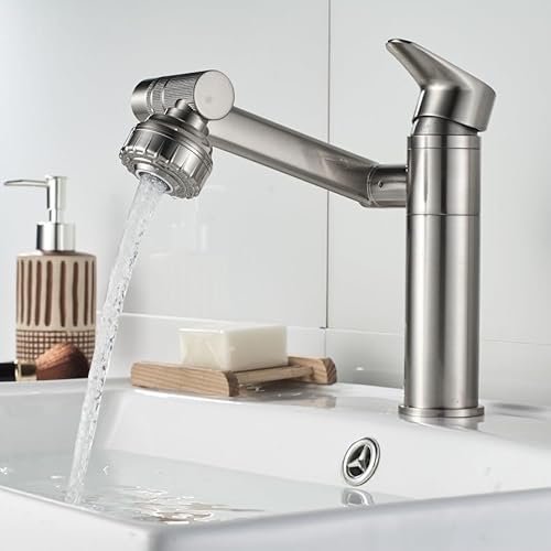LMRJHAZ Badezimmerhahn, Waschbecken Wasserhahn, 360 ° Rotatable, moderner Badezimmermischhahn, Waschbeckenhahn, Einzelhebelmischer, Einzellochinstallation, heißer und kaltes Wasserfall Wasserhahn LMRJHAZ Badezimmerhahn, Waschbecken Wasserhahn, 360 ° Rotatable, moderner Badezimmermischhahn, Waschbeckenhahn, Einzelhebelmischer, Einzellochinstallation, heißer und kaltes Wasserfall Wasserhahn von LMRJHAZ