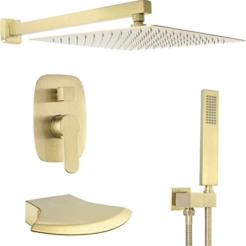 LMRJHAZ Duscharmatur-System-Mischer-Set, Wandmontage, Messing mit Wasserfall-Wannenarmaturen, 25,4–30,5 cm, Regenfall, 3 Funktionen, Duschsystem mit Handbrause und Brauseschlauch für LMRJHAZ Duscharmatur-System-Mischer-Set, Wandmontage, Messing mit Wasserfall-Wannenarmaturen, 25,4–30,5 cm, Regenfall, 3 Funktionen, Duschsystem mit Handbrause und Brauseschlauch für von LMRJHAZ