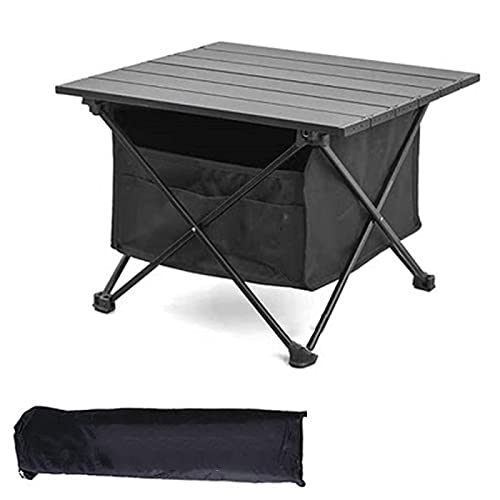 LMRJHAZ Faltbarer Camping -Tisch mit Lagerung, Außen -Aluminium -Legierung Schnelleinsatzklapptisch Camping Picknick Tragbarer Reiner schwarzer Tisch mit Aufbewahrungstasche, klein () von LMRJHAZ
