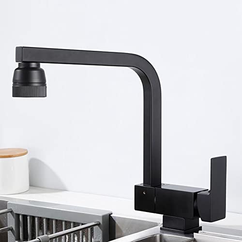 LMRJHAZ Klappbare Küchenarmatur Frontfenster Schwarz Spültischarmatur Messing 360° Schwenkbar Küchenspüle Armaturen -B von LMRJHAZ