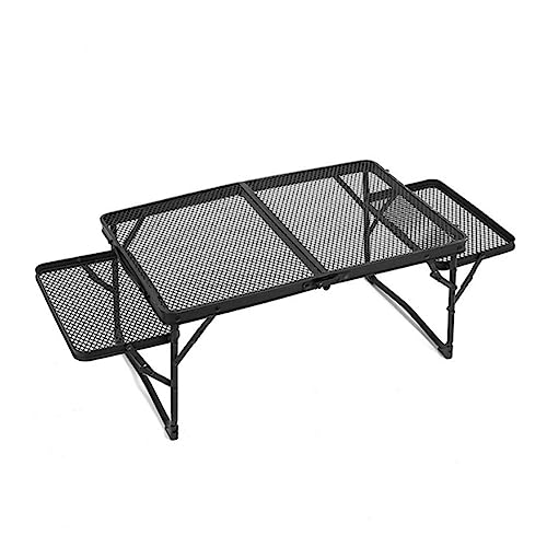 LMRJHAZ Klappertisch Aluminiumlegierung Binaural Eisenraster E Höhenverstellbarer Couchtisch Schwarzes Klapptisch Outdoor Camping Tragbares Ultra-Licht (Farbe: Basic a) von LMRJHAZ