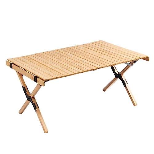 LMRJHAZ Klappertisch im Freien Picknick-Grill-Touren Tischtisch für Camping-Klapperisch-Roll-Tisch tragbarer Faltbarer Holztisch (Farbe: 90x60x43cm-01) von LMRJHAZ