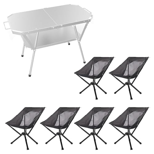 LMRJHAZ Klappkampingtisch mit 6 Lüftungen, faltbarem Stahlpicknicktisch aus rostfreiem Stahl mit Sitzplätzen tragbare Gartenrasenluft für Grillpicknickpartys von LMRJHAZ