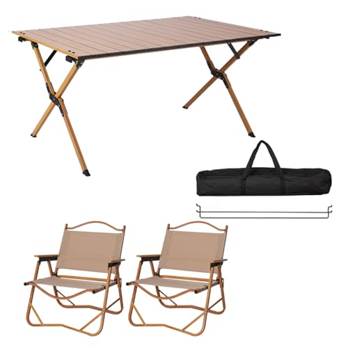 LMRJHAZ Klapptisch mit Airs -Set von 2, Aluminium tragbarer Klappcamping -Tisch Faltbare Picknickluft für Bea, Angeln, Wandern, Grill, Partys, Aktivitäten von LMRJHAZ