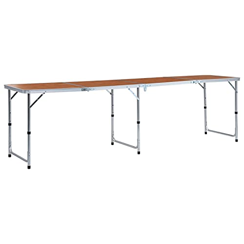 LMRJHAZ Klapptisch tragbarer Aluminium -Picknicktisch, Hochleistungsklapptisch mit Traggefühlen für Innenstudien Schreiben von BBQ -Party -Gebrauch, Faltbare Camping -Tisch Aluminium 240x60 cm von LMRJHAZ
