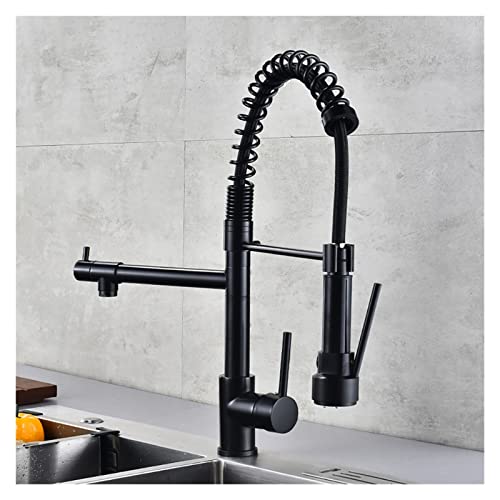 LMRJHAZ Küchenspüle, Mischbatterie mit Doppelausläufen, Schwarz von LMRJHAZ