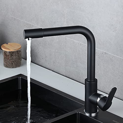 LMRJHAZ Mattschwarzer Einloch-Sprühkopf, Einhebel-Küchenspüle, Wasserhahn mit herausziehbarem Sprüher von LMRJHAZ