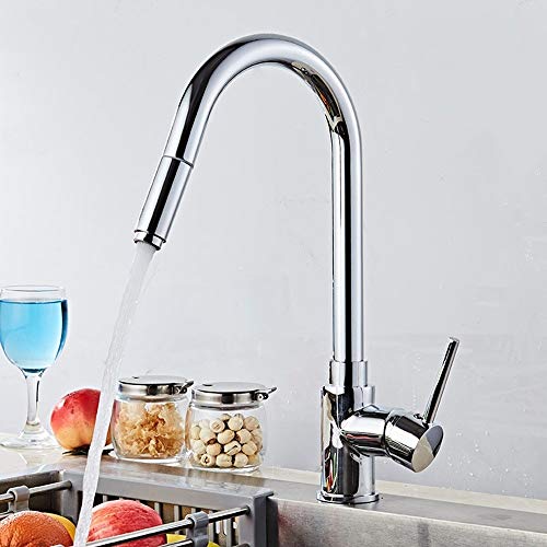 LMRJHAZ Mixer Tippen Sie auf Moderne Pull -Küchenspüle Wasserhahn Chrom kreative Mode -Kupfermixer Tippen Sie ein Loch einloch Eingriff Mischventildeck von LMRJHAZ