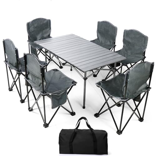 LMRJHAZ Outdoor -Klapptisch Air Camping -Set tragbarer BBQ -Picknicktisch wasserdicht faltbar Falttischschreibtisch für 6 Personen ethnisch von LMRJHAZ