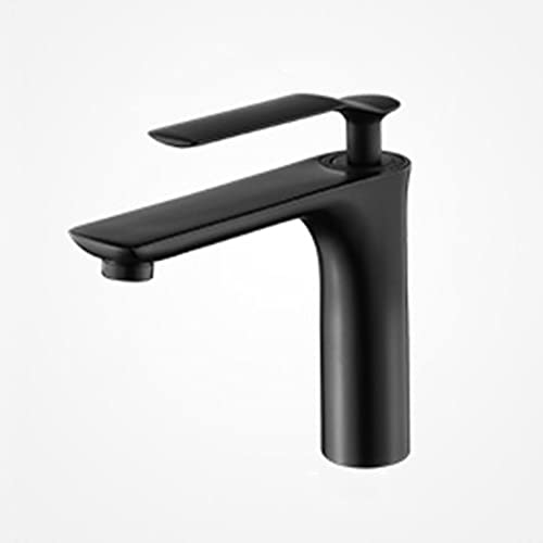 LMRJHAZ Schwarzer Waschbecken Wasserhahn Messing 1 Loch Heißer und kalter Wassermischer Hahn für Waschbecken Waschtischmod Design mit schwarzem Finish von LMRJHAZ