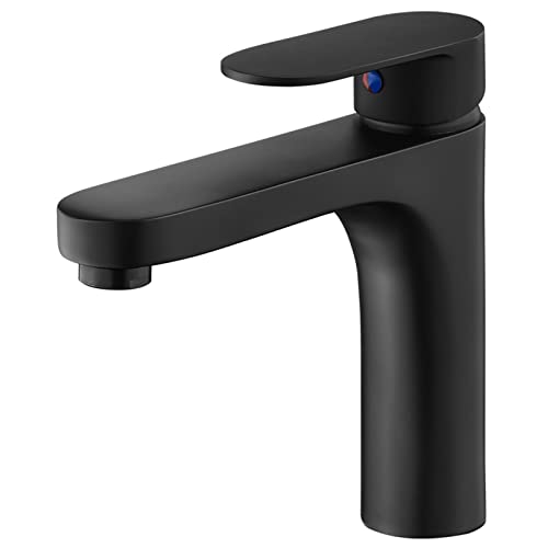 LMRJHAZ Schwarzer Waschbecken Wasserhahn Messing 1 Loch Heißer und kalter Wassermischer Hahn für Waschbecken Waschtischmod Design mit schwarzem Finish von LMRJHAZ