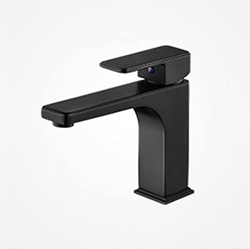 LMRJHAZ Schwarzer Waschbecken Wasserhahn Messing 1 Loch Heißer und kalter Wassermischer Hahn für Waschbecken Waschtischmod Design mit schwarzem Finish von LMRJHAZ