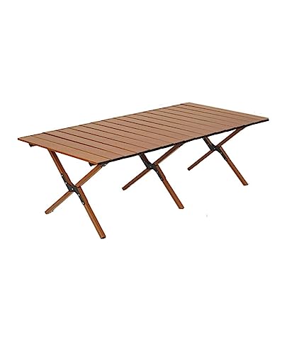 LMRJHAZ Tische und Airs Outdoor Camping -Tische und -Lüche Falten tragbarer Legierungs -Eierroll -Camping -Camping -Tisch -Picknicktisch Camping einstellbar (Dark Wood 90 cm) von LMRJHAZ