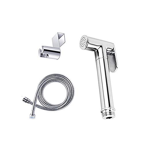 LMRJHAZ Toilettenhand gehaltenes Bidet Sprayer Kit Messing verchromtes Bad Bad Bidet Wasserhahn Spray Duschkopf mit Schlauch & T-Adapter & Halter, B, wie gezeigt (b wie gezeigt) von LMRJHAZ