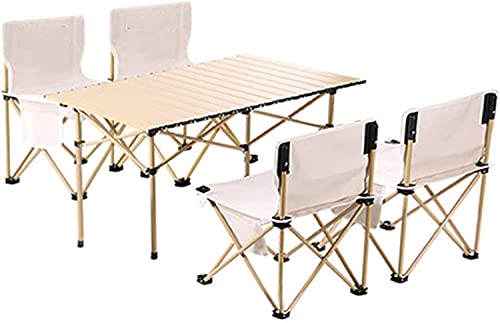 LMRJHAZ Tragbarer Camping -Tisch und Luft, Aluminiumklapppicknicktisch tragbarer Klapptisch mit 2、4、6 Sitzen für Außen-, Camping-, Essens -BBQ -Party, 4 -Seats (4 Seats) von LMRJHAZ