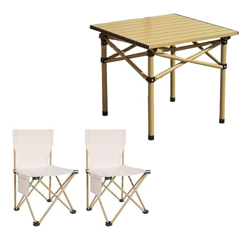 LMRJHAZ Tragbarer Leichter Klapptisch und Sitze, Klapppicknicktisch mit Airs -Set, Picknick -Kohlenstoffstahl -Familie Tischluft Set mit Aufbewahrungstasche für Outdoor -Garten von LMRJHAZ